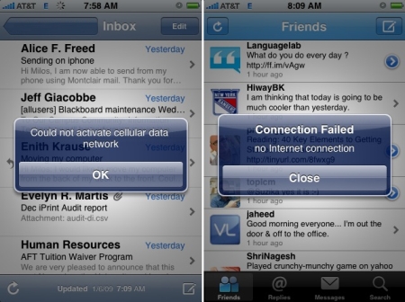 Did ATT's data network fail on January 6, 2009?